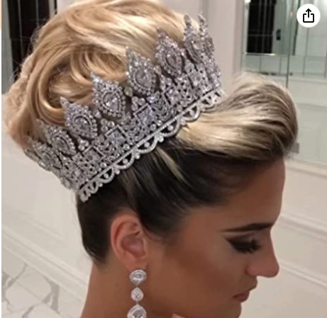 Luxury Big Cubic Zirconia Wedding Round Tiaras CZ Queen Princess Large Crown Pageant Huge Hair Accessories Gifts for Wom