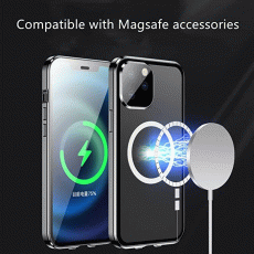 Case for iPhone 13, Jonwelsy 360 Degree Double-Sided Protection Compatible with Magsafe Magnetic Adsorption Metal Bumper