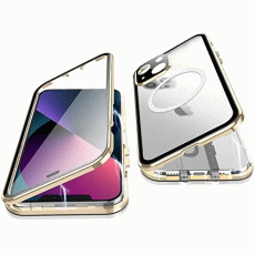 Case for iPhone 13, Jonwelsy 360 Degree Double-Sided Protection Compatible with Magsafe Magnetic Adsorption Metal Bumper