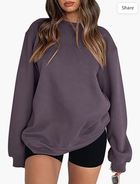 Women's Oversized Crewneck Long Sleeve Sweatshirts Casual Solid Pullover Sweatshirt Tops Shirts