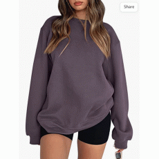 Women's Oversized Crewneck Long Sleeve Sweatshirts Casual Solid Pullover Sweatshirt Tops Shirts