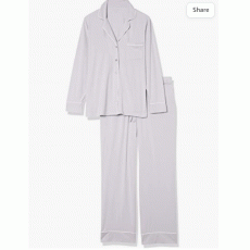 Women's Cotton Modal Long-Sleeve Shirt and Full-Length Bottom Pajama Set